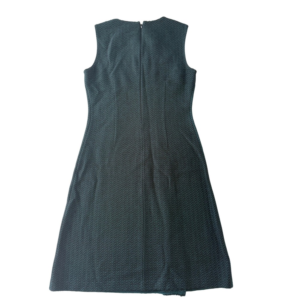 St. John Refined Textured Herringbone Fit & Flare Dress Petrol/Caviar Dress Sz 4 - Picture 3 of 9